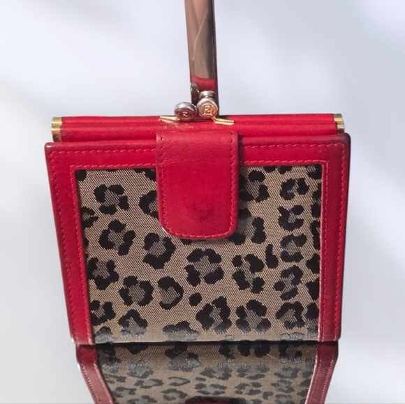 Fendi Handbags - FENDI KISS LOCK LEOPARD PRINT WALLET- Vintage